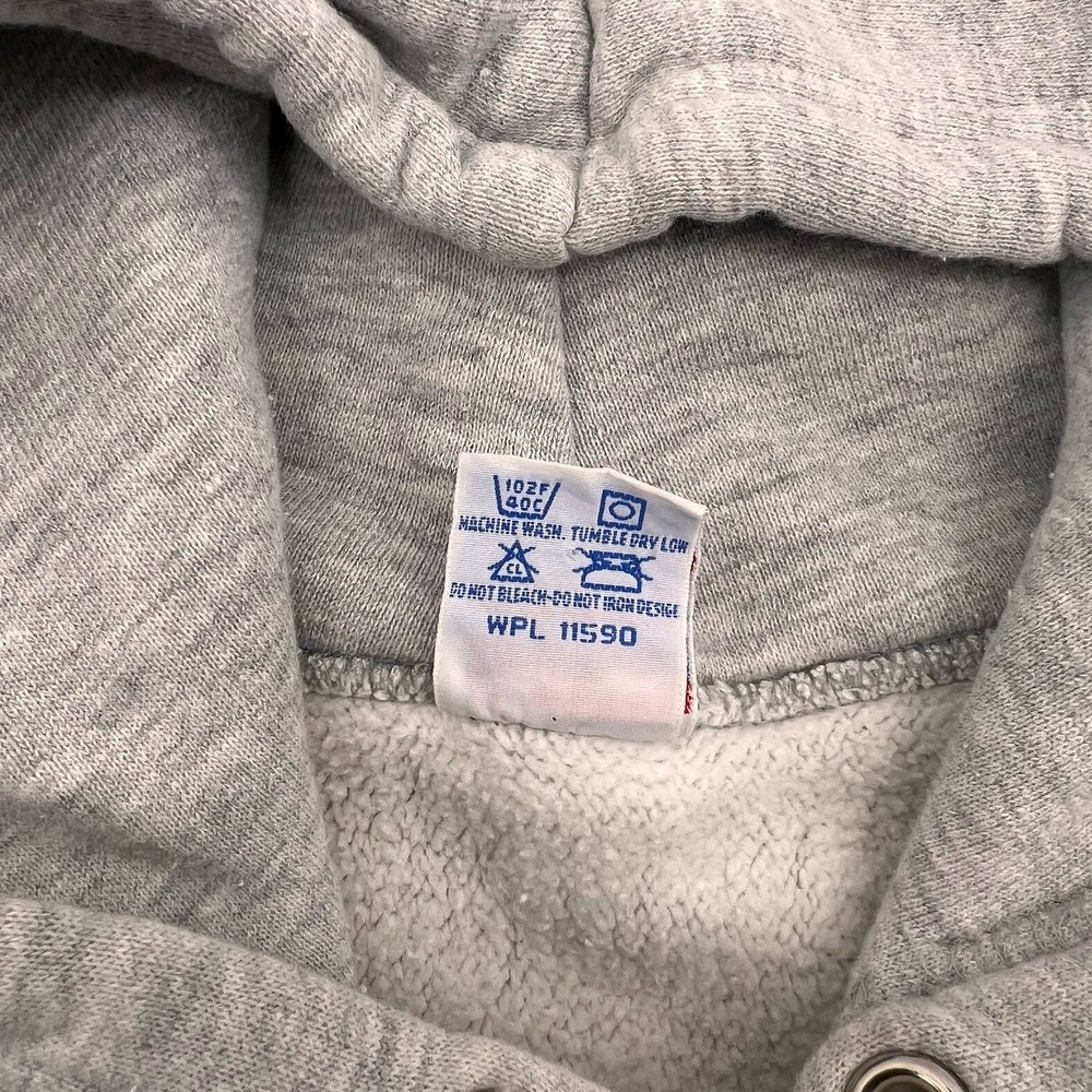 Vintage 80s 90s US Navy Pro Weave Hoodie Size Large Grey Pullover Sweatshirt - Picture 5 of 9